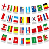2022 Drapeaux du Monde Bannière, 32 Drapeaux Rectangulaires de Différents Pays, Fanion Internationaux Bruant Suspendus Décorations pour D'extérieur, Bars, Clubs ...