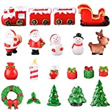20PCS Mini Figurines de Noël Noël Miniature Ornament Kits Père Noël Arbre de Noël Bonhomme de Neige Train Animé de ...