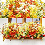 24 Paquets Fausses Fleurs Extérieur Decorations de Fleurs d'Arbustes en Plastique sans Fondu Artificiels Résistants aux UV Fausse Plante Extérieur ...