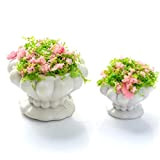 2pcs Mini Plantes en Pot Miniature Décorative Fleur Décoratif Herbe en Pots pour Poupées Micro Micro