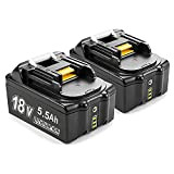 2X BL1860B 18V 5.5Ah Batterie Remplacement pour BL1860B BL1850B BL1850 BL1840B BL1830B BL1830 LXT-400 avec LED Indicateur pour Outils sans ...