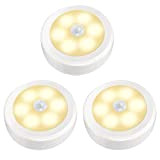 3Pack Motion Sensor Light Indoor,LED Closet Lights,Night Light Battery Powered,Battery Operated Cabinet Light, for Stair,Step,Hallway,Garage,Entrance (Warm White), Home Lighting Supplies