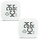 Ainiv Thermomètre Hygromètre Interieur, 2PCS Mini LCD Termometre Maison, Moniteur de Température et Humidimètre Indicateur du Niveau de Convient pour ...