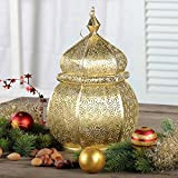 albena shop 71-5311 Sideja Oriental Fer Lanterne de Jardin 34cm Style marocain métal Or