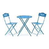Alpine Ensemble de Bistro 3 pièces pour intérieur/extérieur avec Table et chaises Pliantes et chaises Bleu