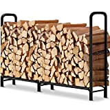 Amagabeli 2.4m Support de bûches en bois de feu extérieur pour cheminée Supports de stockage de tas de bois de ...