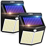 APILAB [196 LED/ 2 Pack Lampe Solaire Exterieur, 3 Modes Projecteur LED Solaire Detecteur de Mouvement Ip65 Lumiere Solaire Exterieur ...
