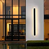 Applique Longue LED Villa, 114CM 36W Applique Murale Longue LED Noir Intérieure/Exterieur, 3500K, Etanche Ip65 En Aluminium Acrylique Pour Jardins, ...
