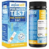 aquaself Test de l'eau de Piscine 3en1 - Bandelettes | Test de Chlore, pH et alcalinité. 100 bandelettes d'analyse de ...