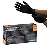 ARNOMED Gants jetables noirs, gants nitrile taille L, 100 pièces/boîte, non poudrés & sans latex, gants jetables, gants disponibles en ...