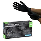 ARNOMED Gants jetables noirs, gants nitrile taille M, 100 pièces/boîte, non poudrés & sans latex, gants jetables, gants disponibles en ...