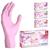 ARNOMED Gants jetables rose, gants nitrile taille S, 100 pièces/boîte, non poudrés & sans latex, gants jetables, gants disponibles en ...