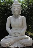 Asien Lifestyle Statue de Bouddha Temple (175 cm) en pierre de marbre - Sculpture de jardin asiatique restaurée