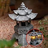 AURORAF Statues De Lanterne De Pagode À Énergie Solaire, Ornements De Jardin De Lumière De Pagode De Style Japonais, pagode ...