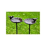 Bain d’oiseaux Abreuvoir pour les oiseaux sur un tige métallique en fonte, 1 pièce, hauteur 98 cm