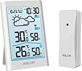 BALDR Station météo sans fil avec capteur extérieur, thermomètre numérique, hygromètre intérieur et extérieur, thermomètre ambiant