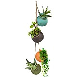 BELLE VOUS Pot Suspendu en Céramique (Lot de 4) - Pot Suspendu Plante Interieur - Vase Suspendu Multicolore avec Corde ...
