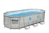 Bestway piscine hors sol ovale Power Steel™ SwimVista™ effet pierre grise - 549 x 274 x 122 cm