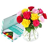 Bloompost Brassée de Roses multicolores livrées en boîte aux lettres - 12 Roses - Bouquet de fleurs fraîches - idéal ...