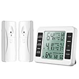 Brifit Thermomètre Frigo, Thermometre Réfrigérateur avec Alarme Congélateur, Thermomètre Intérieur Extérieur Sans Fil avec 2 Capteurs, MIN/MAX et Alarme Température, ...