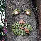 BTMIEY Sculpture de visage amusante pour décoration extérieure et de jardin Motif vieil homme, Noir,naturel