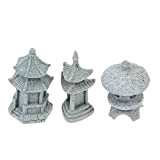 Cabilock 3Pcs Mini Pagode Statue Fée Jardin Pagode Lanterne Style Japonais Miniature Hexagone pour Micro Paysage Décoration