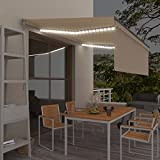 Cerlingwee Store Enrouleur extérieur Pare-Soleil en Aluminium et Polyester Anti-UV pour Balcon ou terrasse avec LED 4 x 3 m ...