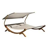 Chaise longue de jardin AXI Mallorca en bois pour 2 personnes | Lit de Jardin XXL avec toit solaire pour ...