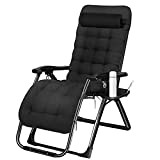 Chaise Longue Pliante réglable avec Coussin Amovible, Chaise en apesanteur inclinée avec Porte-gobelet, Poids Maximum 200 kg