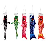 Changlesu 40cm Koi Nobori style japonais coloré vent chaussette Koinobori poisson anime carpe, le kite-drapeaux drapeau suspendu décoration (vert)