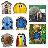 Cisolen Lot de 6 portes de fée en bois pour arbre, mini porte de jardin féérique, décorations de fée miniatures ...