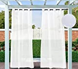 Clothink Rideau d'extérieur blanc 132 x 245 cm avec œillets (1 pièce) – Hydrofuge, anti-salissure, protection solaire, brise-vue pour véranda, ...