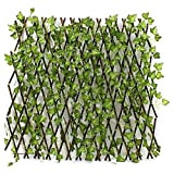Clôture extensible haie bambou avec feuilles, grille, brise-vue, jardin, lierre artificiel, décoration, arrière-plan, 130 cm - Extension réglable