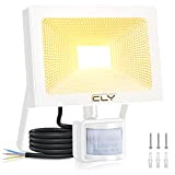 CLY Projecteur LED Avec Détecteur 50W Spot LED Avec Détecteur de Mouvement Blanc Chaud 2700K Lampe LED Avec Détecteur 4300 ...