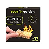 Cook'in garden Boïte 32 Allume-Feux pour Barbecue, Cheminée, Poêle, Brasero - Laine de Bois