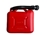 daniplus Bidon à essence en plastique rouge de 5 l avec bec verseur, bidon de réserve, bidon de carburant