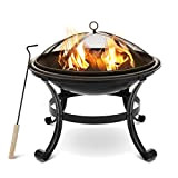 DATAGR Camping Fire Pit 22 Pouces en Acier Fire Pit Bricolage Maille écran Durabilité antirouille Bol BBQ Grill feu de ...