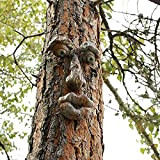 Décorations d'art 3D en forme de visage d'arbre - Sculpture amusante de visage de vieil homme - Décoration de jardin ...