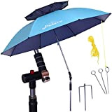 Dekero Grand parapluie de plage coupe-vent avec ancrage de sable et barre en aluminium inclinable, sac de transport pour plage, ...