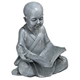 Design Toscano Bébé Bouddha Étudiant les Cinq Préceptes Statues de Jardin Décor Asiatique, 30 cm, polyrésine, pierre grise