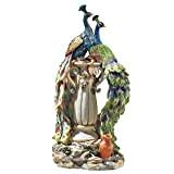 Design Toscano Paons au paradis Statue de Décor de Maison, 48 cm, polyrésine, palette complète de couleur