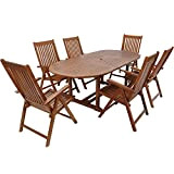 Deuba | Ensemble de Jardin 6+1 • en Bois d'eucalyptus certifié FSC® • VANAMO • 1 Table et 6 chaises ...