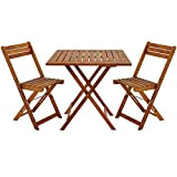 Deuba Ensemble de Jardin en Bois d'acacia Set 1 Table et 2 chaises Pliables pour extérieur terrasse Balcon