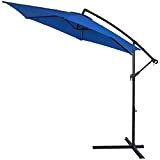 Deuba Parasol en Aluminium Ø 330 cm Bleu avec manivelle Protection UV 40+ Pare-Soleil
