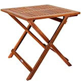 Deuba Table d'appoint Pliante en Bois d'acacia 70x70x73cm Table Basse carrée Pliable extérieur Jardin Camping