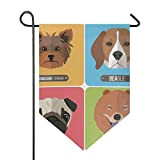 DEZIRO Drapeau de Jardin Adorable tête de Chien Carlin Chow Beagle Yorkshire Terrier - Design coloré pour Toutes Les Saisons ...