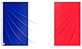 Drapeau de France Grand 90 x 150 cm Drapeaux France balcon pour extérieur renforcé avec 2 œillets métalliques, drapeau français