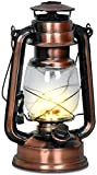 Eaxus® Lanterne 15 LED en cuivre au design de lampe à huile - Belle décoration de salon et de jardin