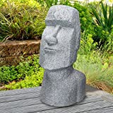 ECD Germany Statue Décorative Île de Pâques Rapa NUI Moai Tête 56 cm Haut Figure Résine Pierre Moulée Gris Ornament ...