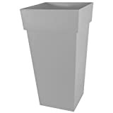 EDA Plastiques - Pot de Fleur - Pot de Fleur Toscane XXL 43,3x43,3x80cm carré 98L - Gris béton
